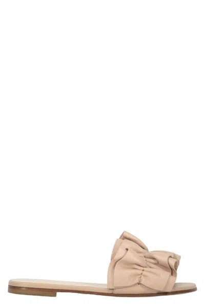 Fabiana Filippi Leather Slides In Brown