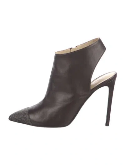 Pre-owned Fabiana Filippi Leather Slingback Pumps In Brown