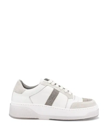 Fabiana Filippi Leather Sneakers In Bianco