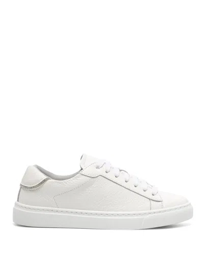 Fabiana Filippi Lace-up Leather Sneakers With Shiny Accents In White