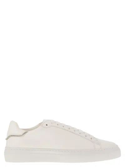 Fabiana Filippi Leather Trainers With Diamond Thread In White