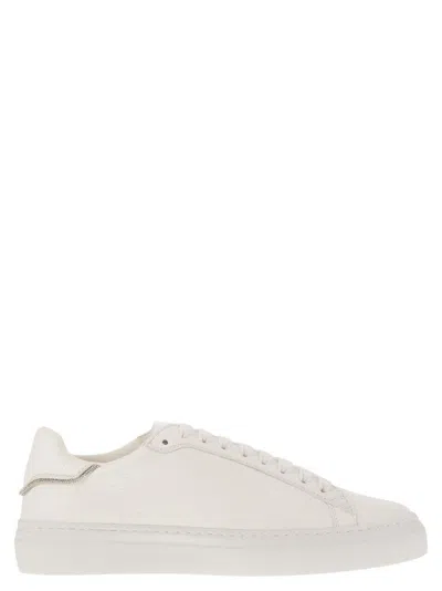 FABIANA FILIPPI LEATHER TRAINERS WITH DIAMOND THREAD