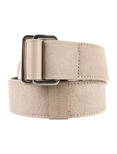 Pre-owned Fabiana Filippi Leather Waist Belt W/ Tags In Neutrals