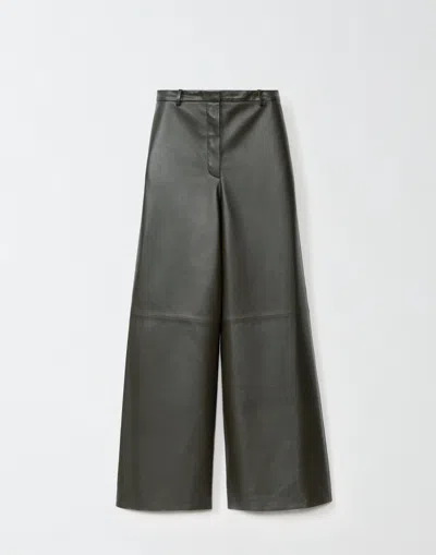 Fabiana Filippi Leather Wide Leg Trousers In Green