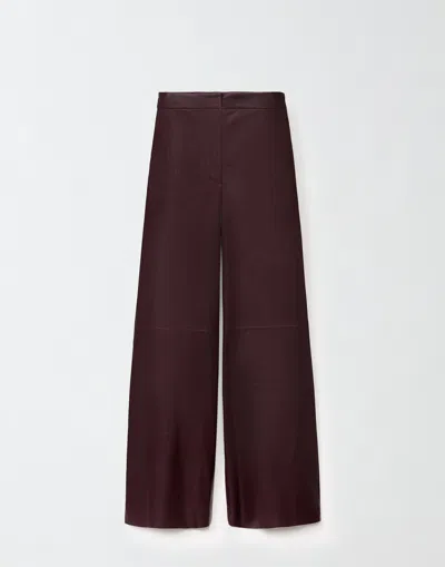 Fabiana Filippi Leather Wide Leg Trousers In Red