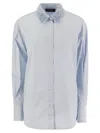 Fabiana Filippi Long Striped Poplin Shirt In Light Blue