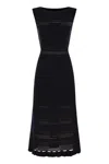 Fabiana Filippi Open-knit Maxi Dress With Ruffled Hem In Blue