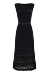 Fabiana Filippi Open-knit Maxi Dress With Ruffled Hem In Blue