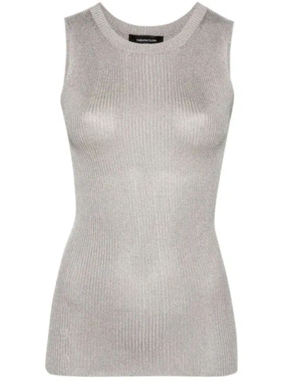 Fabiana Filippi Lurex Ribbed Tank Top In Grey