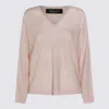 Fabiana Filippi Sparkling V-neck Long Sleeve Knitwear In Pink