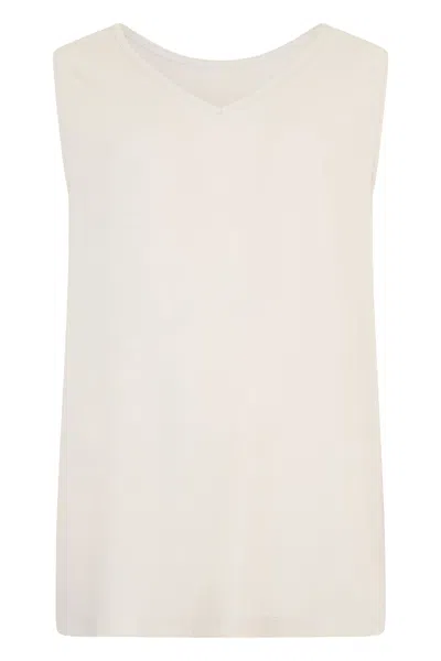 Fabiana Filippi Light Top In Sand Color Without Sleeves, Casual And Versatile. In Neutral