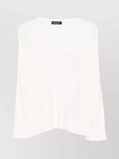 FABIANA FILIPPI LIGHTWEIGHT KNIT V-NECK SWEATER WITH RIBBED CUFFS
