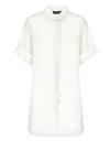 Fabiana Filippi Lightweight White Linen Shirt With V-neck In White