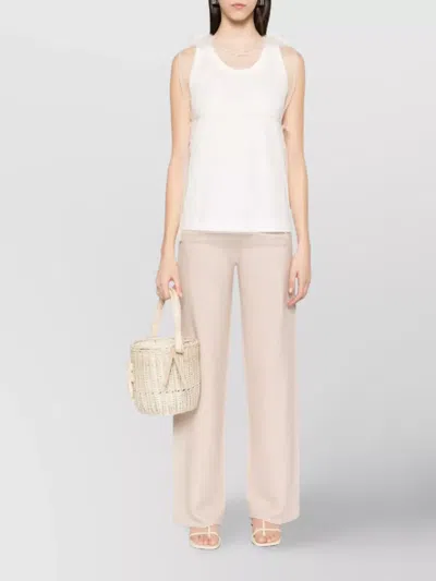 Fabiana Filippi Lightweight Wide-leg Trousers In Luxurious Fabric In Neutral