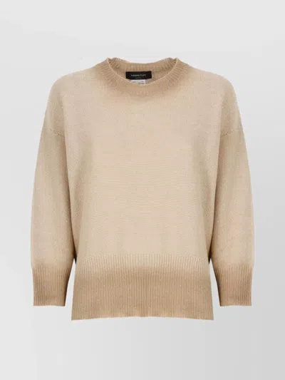 Fabiana Filippi Linen And Cotton Crewneck Sweater With Micro-paillettes In Neutral