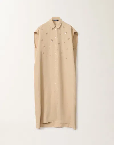 Fabiana Filippi Linen And Viscose Shirt Dress In Sand