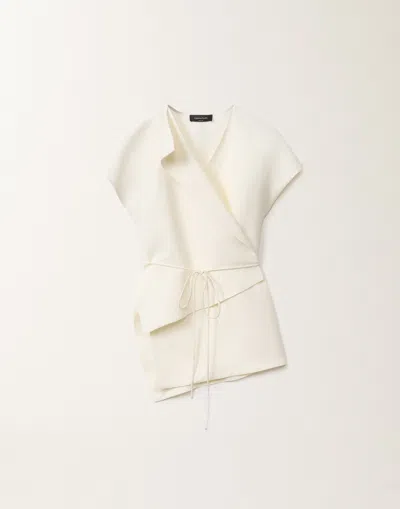 Fabiana Filippi Linen And Viscose Wrap Top In White