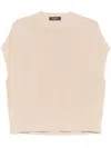 Fabiana Filippi Crewneck Sweater With Cap Sleeves And Sequin Embellishment In Beige