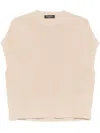 Fabiana Filippi Crewneck Sweater With Cap Sleeves And Sequin Embellishment In Beige