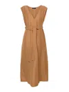 Fabiana Filippi Belted V-neck Midi Dress In Beige