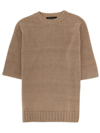 Fabiana Filippi Linen Blend T-shirt In Brown