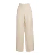 Fabiana Filippi Crepe Trousers Beaded Elastic Waistband In Beige