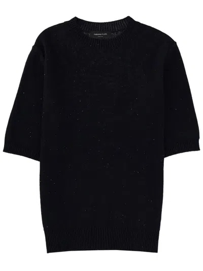 Fabiana Filippi Linen Blend T-shirt In Black