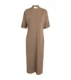 Shop Fabiana Filippi Linen-blend V-neck Midi Dress In Brown