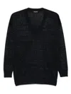 Fabiana Filippi Linen Blend V-necked Sweater In Blue