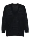 Fabiana Filippi Linen Blend V-necked Sweater In Blue