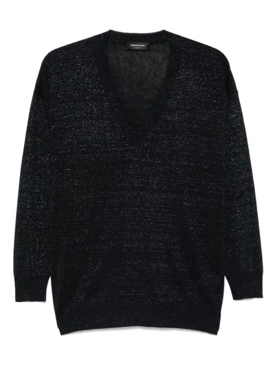 FABIANA FILIPPI FABIANA FILIPPI LINEN BLEND V-NECKED SWEATER