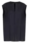 Fabiana Filippi Loose V-neck Sleeveless Top In Blue