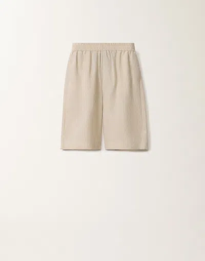 Fabiana Filippi Linen Canvas Bermuda Shorts In Greige