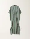 Fabiana Filippi Linen Canvas Kaftan In Turquoise