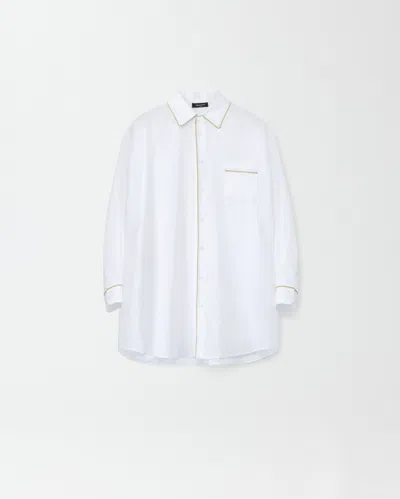 Fabiana Filippi Linen Canvas Oversized Shirt In Optical White