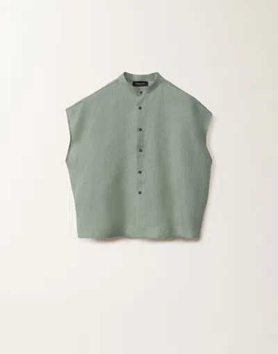 Fabiana Filippi Linen Canvas Shirt In Turquoise