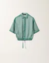 Fabiana Filippi Linen Canvas Shirt With Gradient In Turquoise