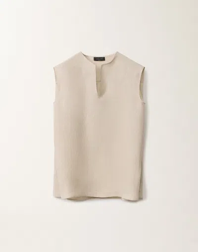 Fabiana Filippi Linen Canvas Top In Greige