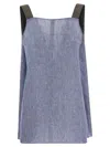 Fabiana Filippi Metallic Strap Linen Top In Light Pastel Blue