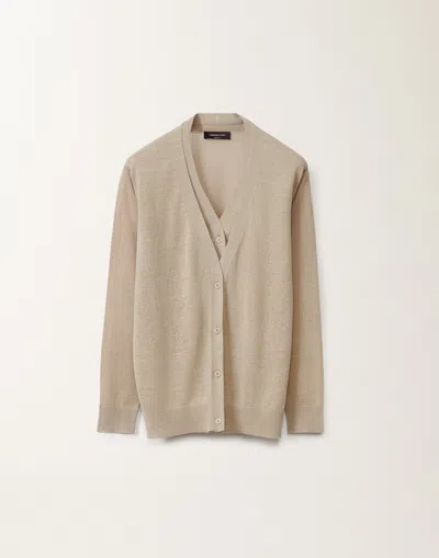 Fabiana Filippi Linen Cardigan In Greige