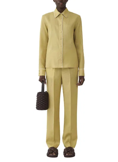 Fabiana Filippi Linen Cloth Jogging Trousers In Pistachio In White