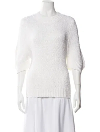 Pre-owned Fabiana Filippi Linen Crew Neck Sweater W/ Tags In White