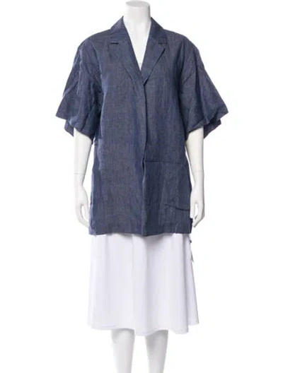 Pre-owned Fabiana Filippi Linen Denim Jacket W/ Tags In Blue