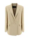 Fabiana Filippi Linen Double-breasted Blazer In Grano Chiaro