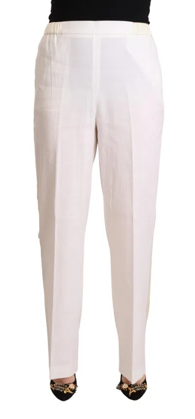 Pre-owned Fabiana Filippi Linen High Waist Straight Formal Trouser Women's Pants () In White