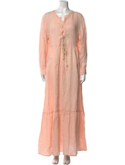 Pre-owned Fabiana Filippi Linen Long Dress In Pink