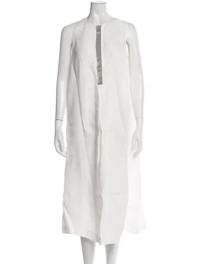 Pre-owned Fabiana Filippi Linen Midi Length Dress In Neutrals