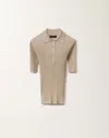 Fabiana Filippi Linen Ribbed Polo In Greige