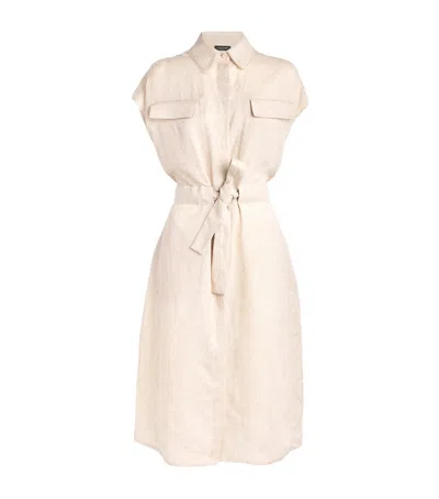 Fabiana Filippi Linen Safari Midi Dress In Neutral