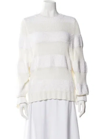 Pre-owned Fabiana Filippi Linen Scoop Neck Sweater W/ Tags In White